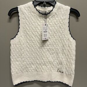 Zara White Cable Knit Tank Top